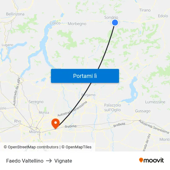 Faedo Valtellino to Vignate map