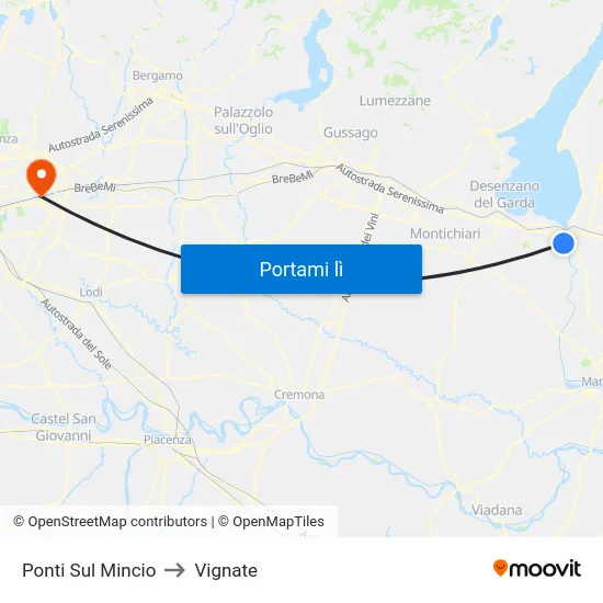 Ponti Sul Mincio to Vignate map