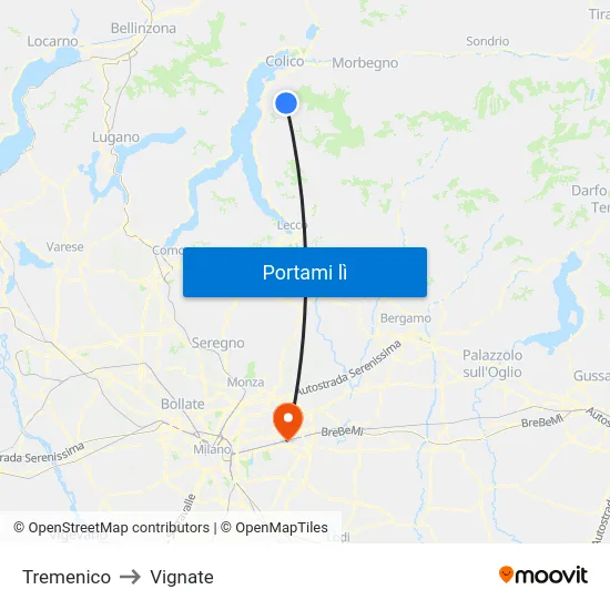 Tremenico to Vignate map