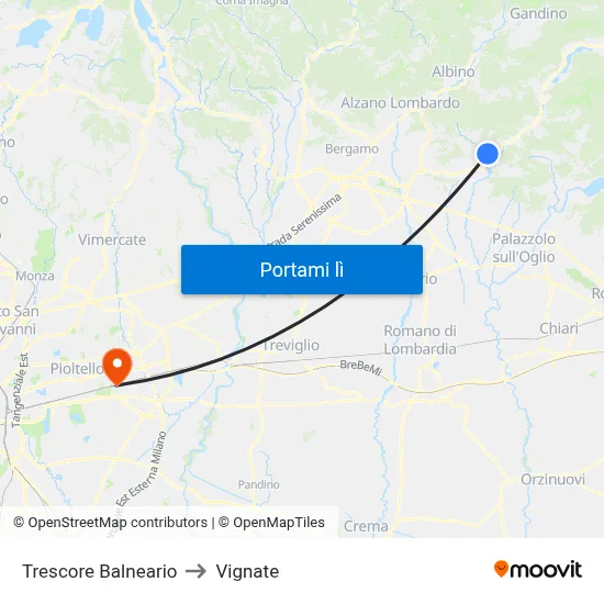 Trescore Balneario to Vignate map