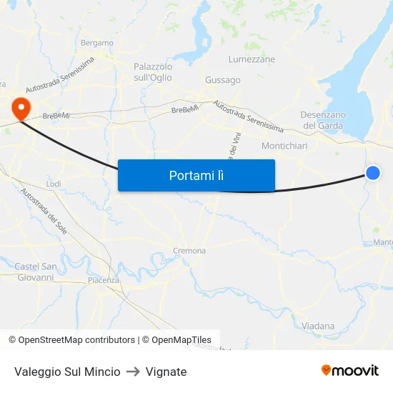 Valeggio Sul Mincio to Vignate map