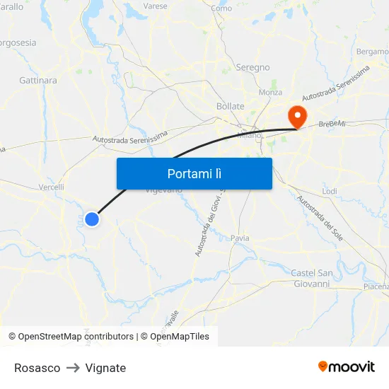 Rosasco to Vignate map