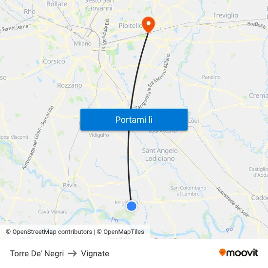 Torre De' Negri to Vignate map