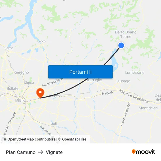 Pian Camuno to Vignate map