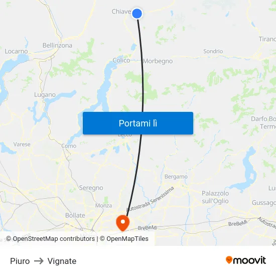 Piuro to Vignate map