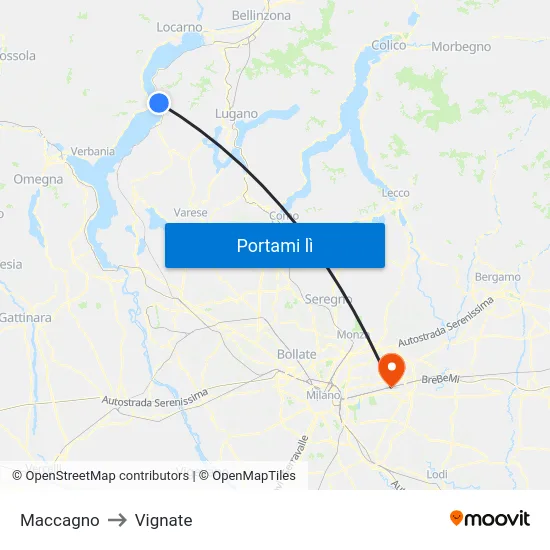 Maccagno to Vignate map