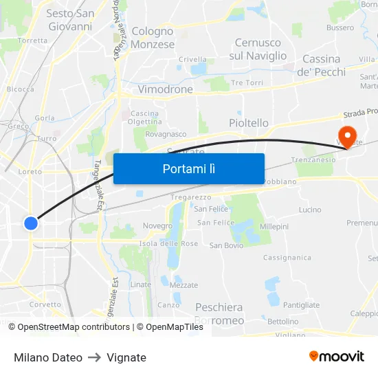 Milano Dateo to Vignate map
