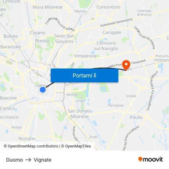 Duomo to Vignate map