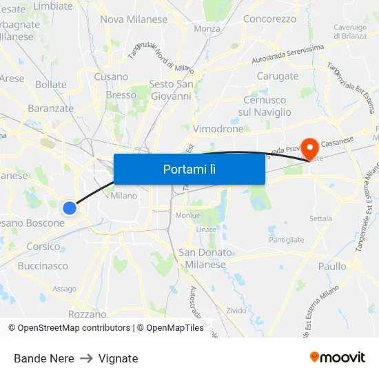 Bande Nere to Vignate map