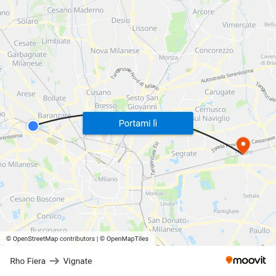 Rho Fiera to Vignate map