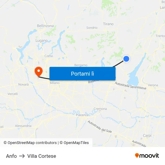 Anfo to Villa Cortese map