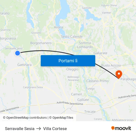 Serravalle Sesia to Villa Cortese map