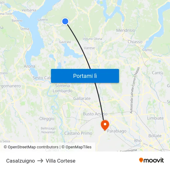 Casalzuigno to Villa Cortese map
