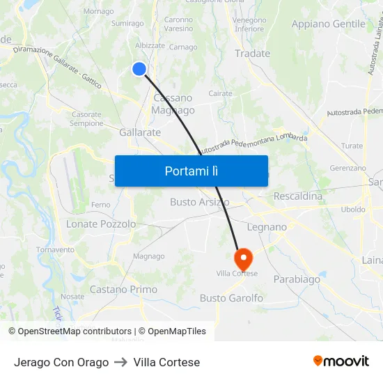 Jerago Con Orago to Villa Cortese map
