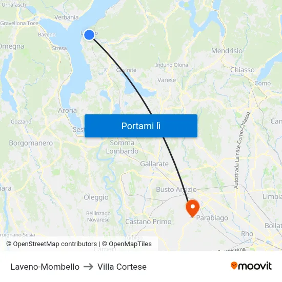 Laveno-Mombello to Villa Cortese map
