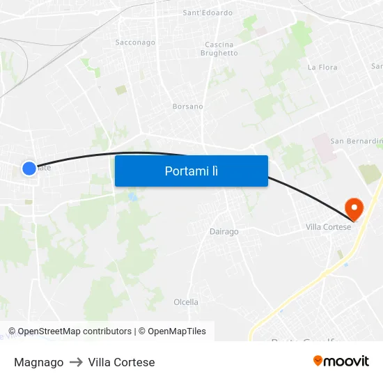 Magnago to Villa Cortese map