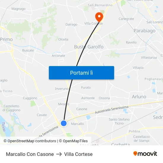 Marcallo Con Casone to Villa Cortese map