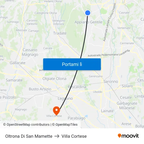 Oltrona Di San Mamette to Villa Cortese map