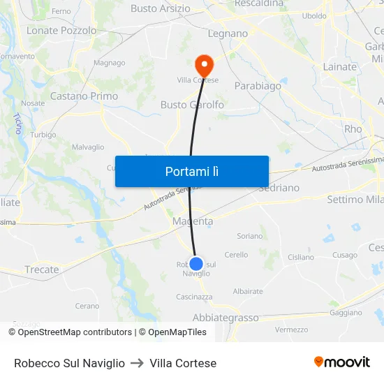 Robecco Sul Naviglio to Villa Cortese map