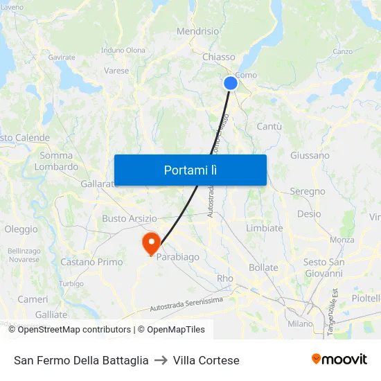 San Fermo Della Battaglia to Villa Cortese map