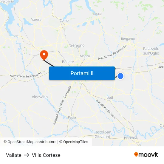 Vailate to Villa Cortese map