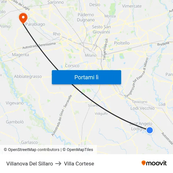 Villanova Del Sillaro to Villa Cortese map