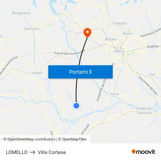 LOMELLO to Villa Cortese map