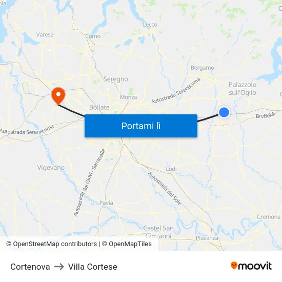 Cortenova to Villa Cortese map