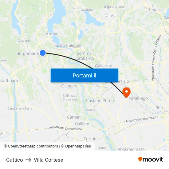 Gattico to Villa Cortese map