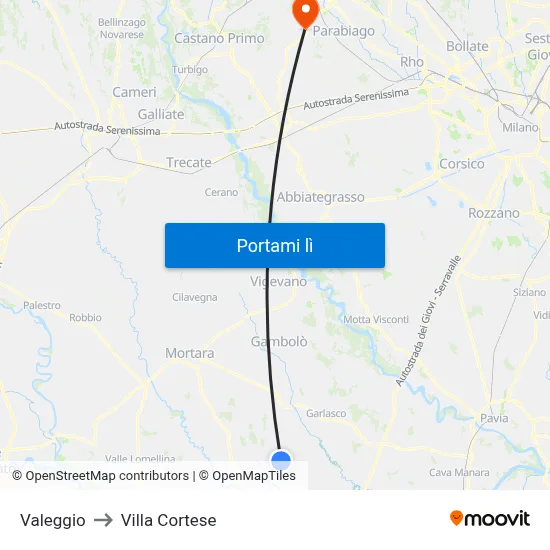 Valeggio to Villa Cortese map