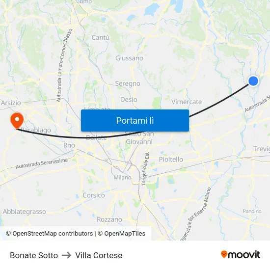 Bonate Sotto to Villa Cortese map