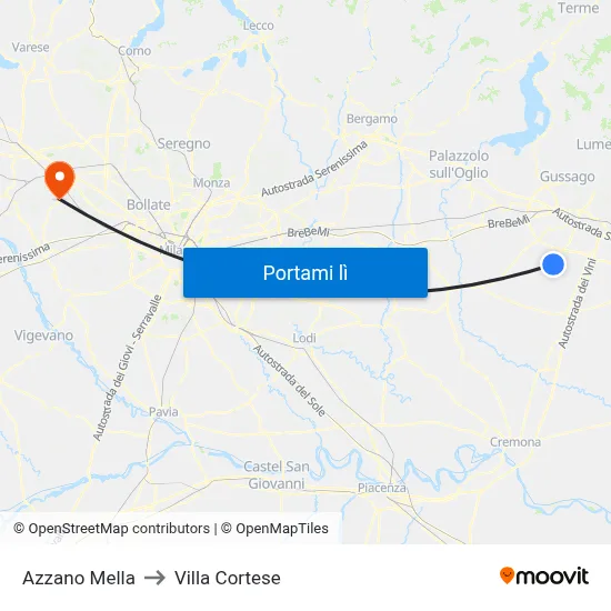 Azzano Mella to Villa Cortese map