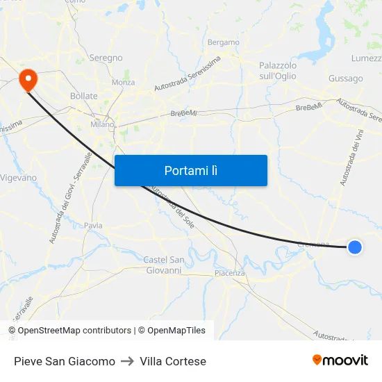 Pieve San Giacomo to Villa Cortese map
