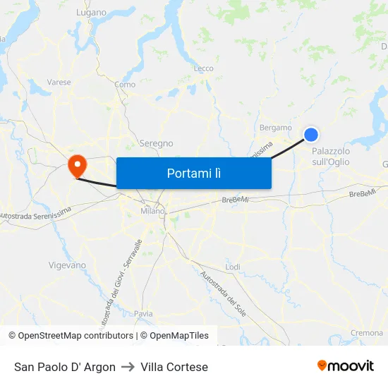 San Paolo D' Argon to Villa Cortese map