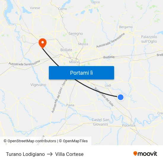 Turano Lodigiano to Villa Cortese map