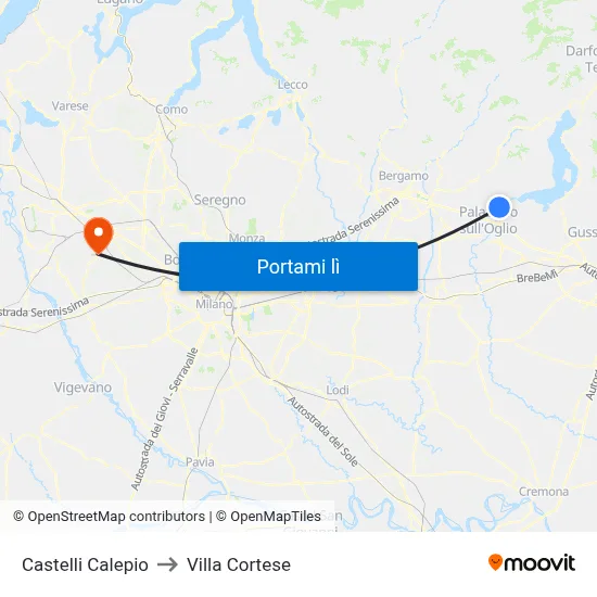 Castelli Calepio to Villa Cortese map