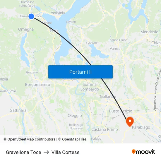 Gravellona Toce to Villa Cortese map
