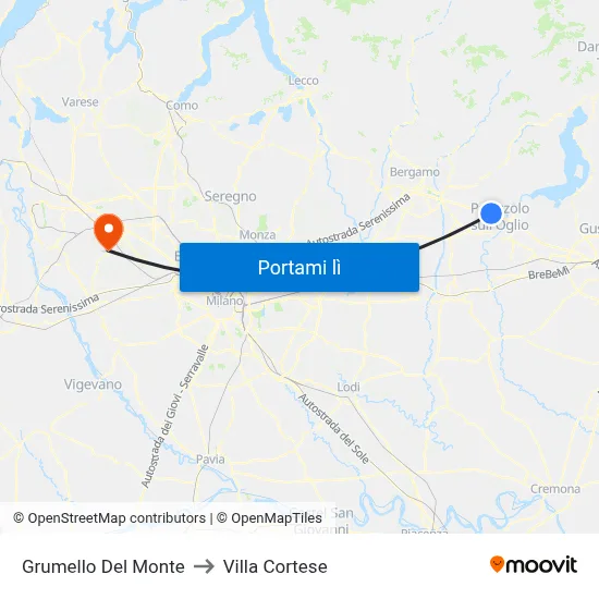 Grumello Del Monte to Villa Cortese map