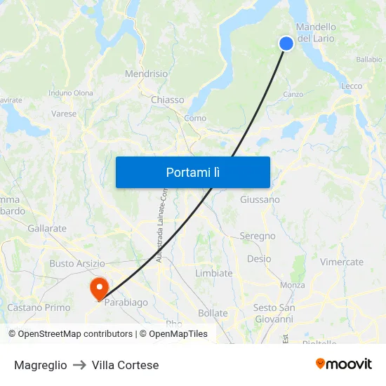 Magreglio to Villa Cortese map