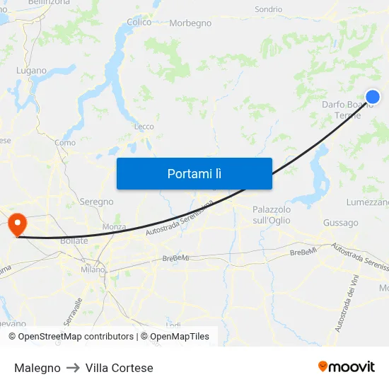 Malegno to Villa Cortese map