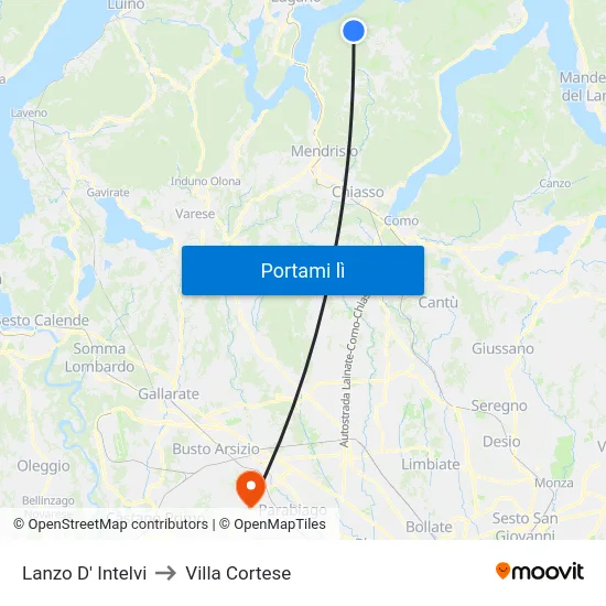 Lanzo D' Intelvi to Villa Cortese map