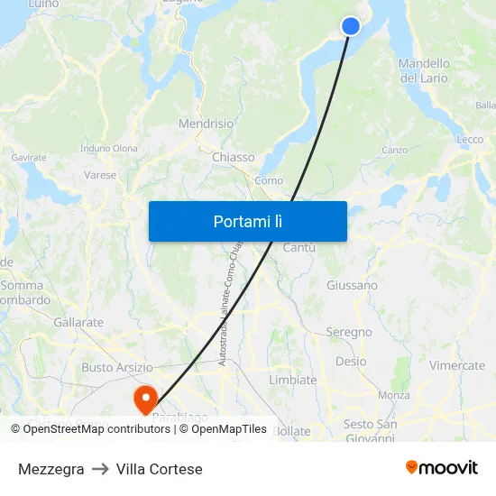 Mezzegra to Villa Cortese map