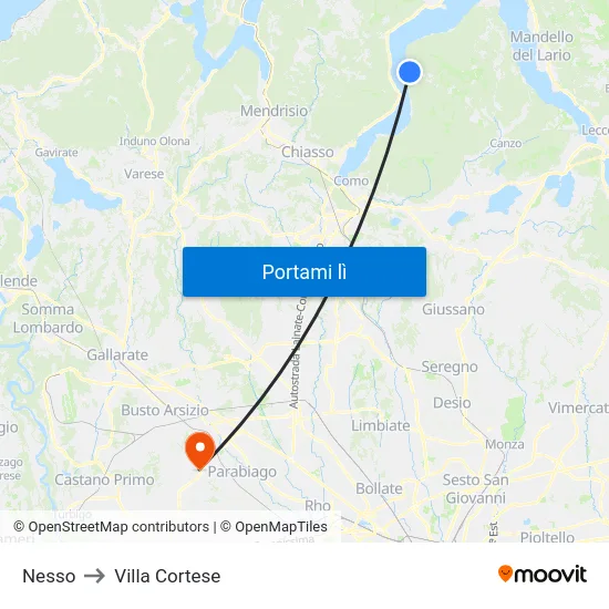 Nesso to Villa Cortese map