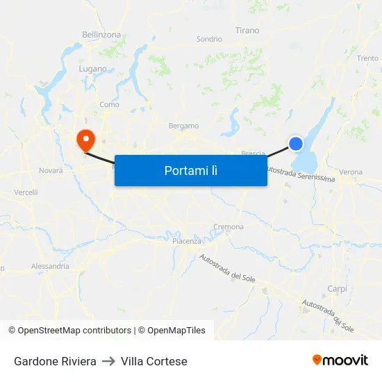 Gardone Riviera to Villa Cortese map