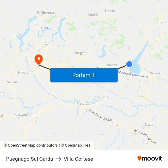 Puegnago Sul Garda to Villa Cortese map