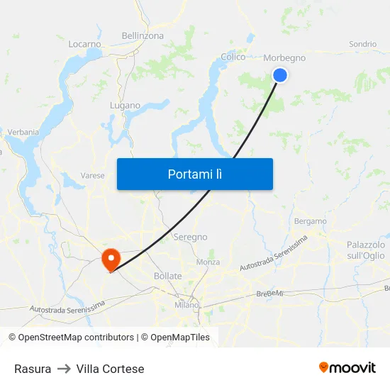Rasura to Villa Cortese map