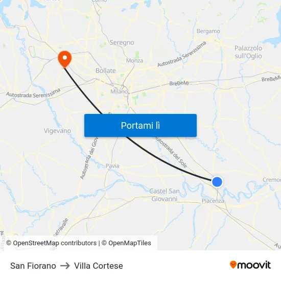 San Fiorano to Villa Cortese map