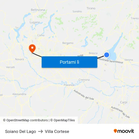 Soiano Del Lago to Villa Cortese map