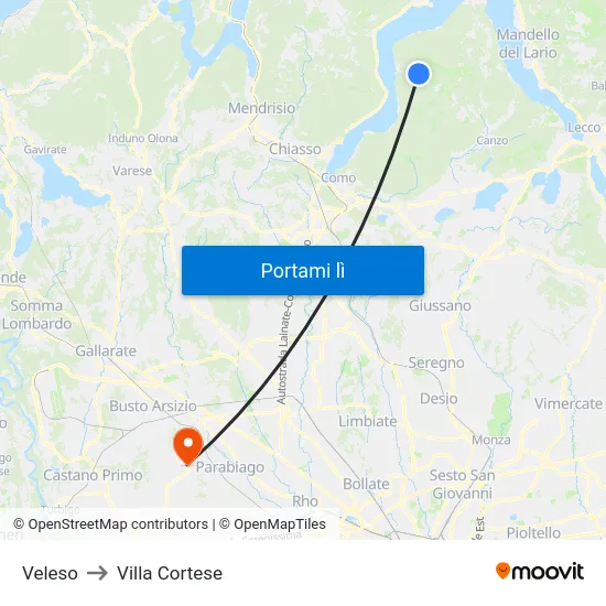 Veleso to Villa Cortese map