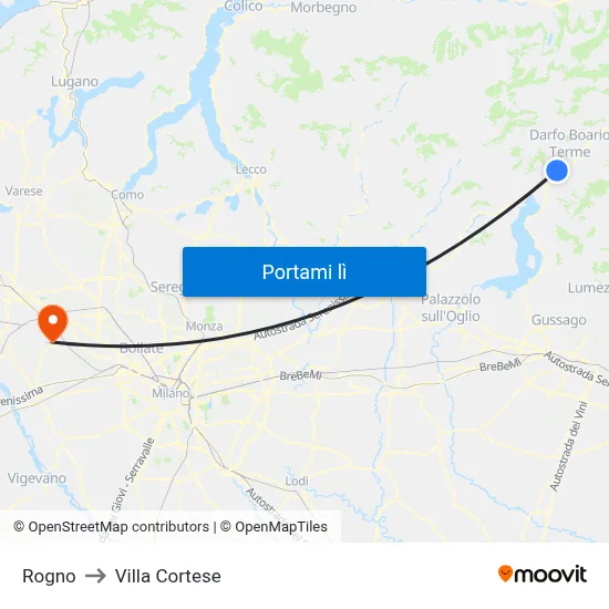 Rogno to Villa Cortese map